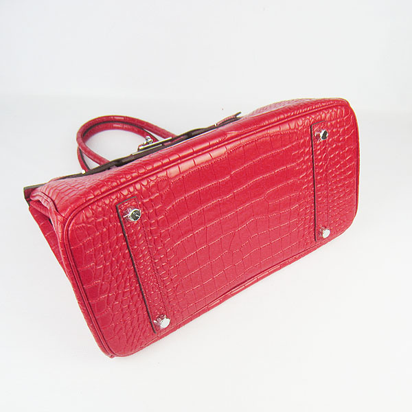 High Quality Fake Hermes Birkin 35CM Crocodile Veins Leather Bag Red 6089 - Click Image to Close